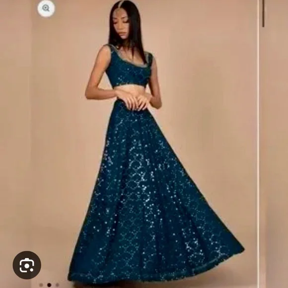 Teal “Blueberry Sorbet” Set from The Saree Room- Brand New! - Picture 2 of 9